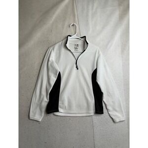 The North Face Womens White Black Quarter Zip Fleece Pullover A677 Size M